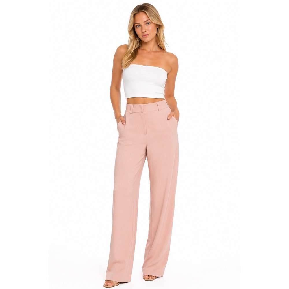 LITA by Ciara Blush Pink Wide Leg Dress Pants 16 High Rise Minimalist Chic $398